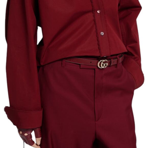 Gucci Accessories - Gucci GG Logo Marmont Thin Leather Belt Rosso Ancora Red Size 100/40
